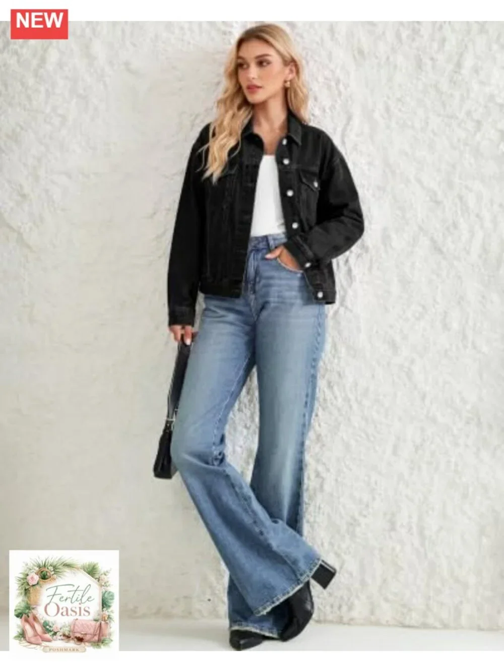 Trendy Button Up Classic Oversized Denim Jacket Women's